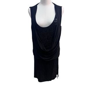 EUC Kurt Thomas Women's Size 12 Black Sequin Sleeveless Knee Length Dress